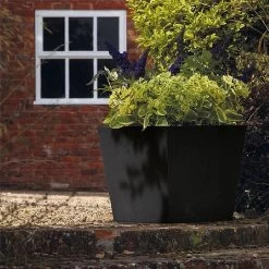 Stewart Garden 48cm Basalt Low Square Planter - Black -Garden Essentials Shop 1115427 1